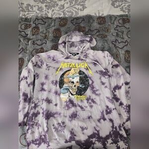 Metallica Damaged Justice Hoodie Men’s Purple Tie Dye Graphic Sweatshirt